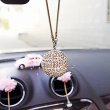 Pingente de carro Criativo Automóvel Retrovisor Espelho Bling Do Diamante Bola de Cristal Decoração Acessórios Auto Pendurar Acessórios Do Carro