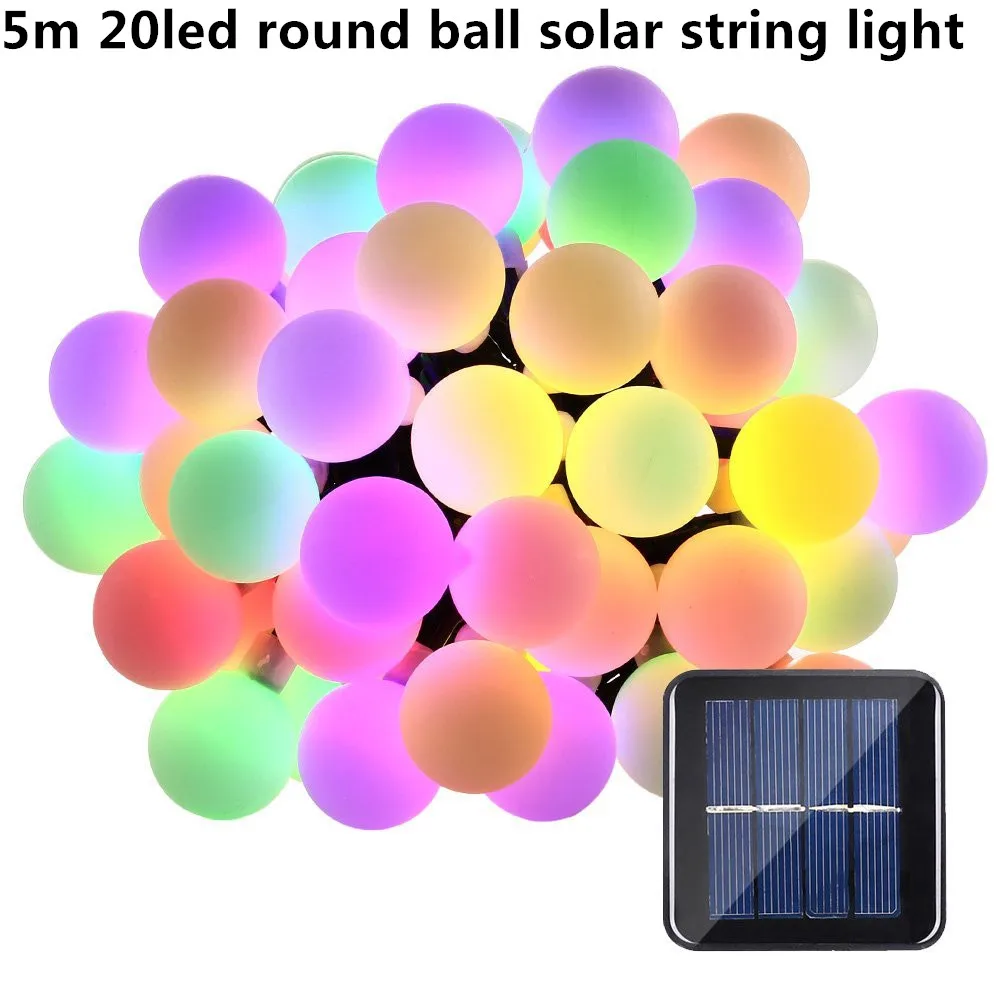 5 м 20led 18 мм круглый шар солнечный светильник s наружный Сказочный светильник для рождественской свадебной вечеринки украшение с солнечной панелью