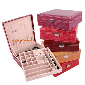 

Multi-color crocodile pattern large birthday gift square jewelry box 639-59 wedding gift Jewelry case/organizer decoration