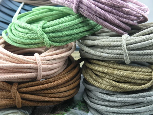

5 Yards 6.0mm Round Tan Cancun Suede Leather Cord with Dots on the Face