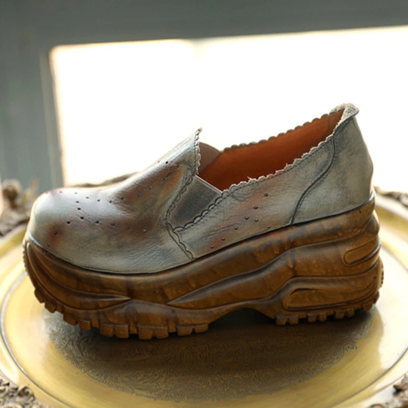 Simples Gris Véritable Mode Au Fond Printemps Début Ronde 2019 Tête Femmes Épais Chaussures Confortable En Cuir Nouvelle Du Montantes De Hwq8nnxUB