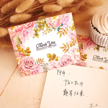 

50pcs/lot Pink rose greeting card / Thank you for your message blessing card / Small postcard /Stationery gift decorative card