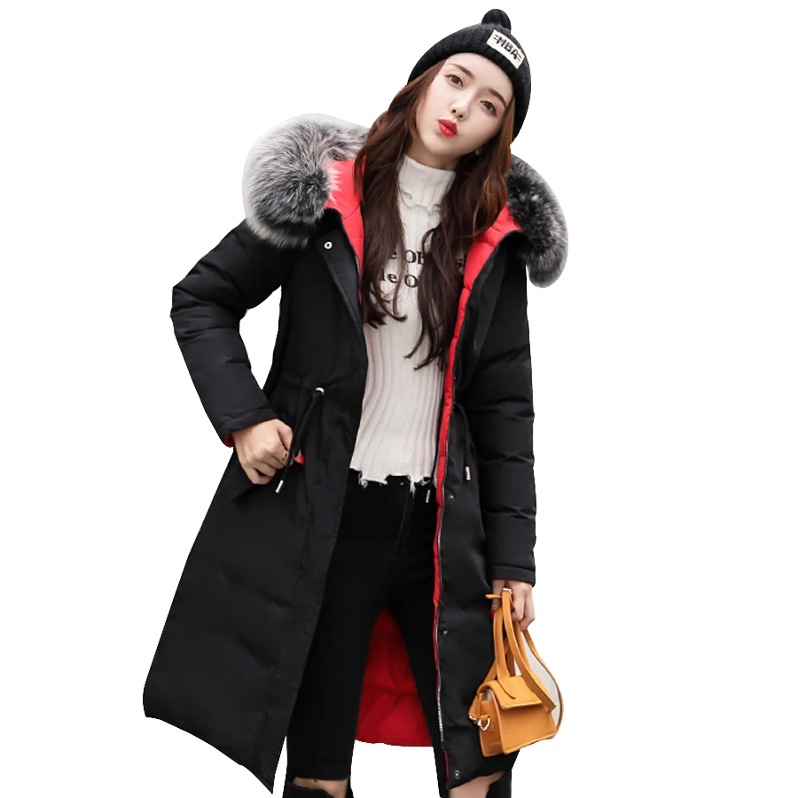 

winter jacket women 2019 cotton-padded thicken warm long coat women fur collar hooded Parka women outwear female plus size