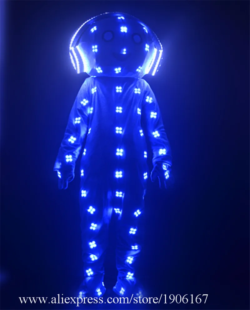 RGB colorful led costumes robot men stage show luminous light costumes dj wears outfits helmet big doll clothes glowing bar1