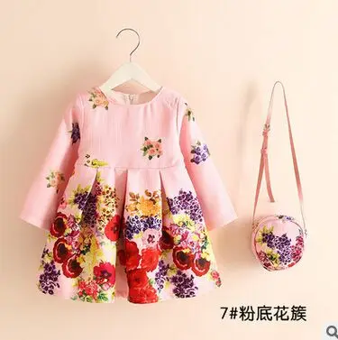 Платье для девочек Kinderkleding Meisjes/ г. весенний брендовый Детский костюм для детей, платья одежда платье принцессы с сумочкой - Цвет: Серый