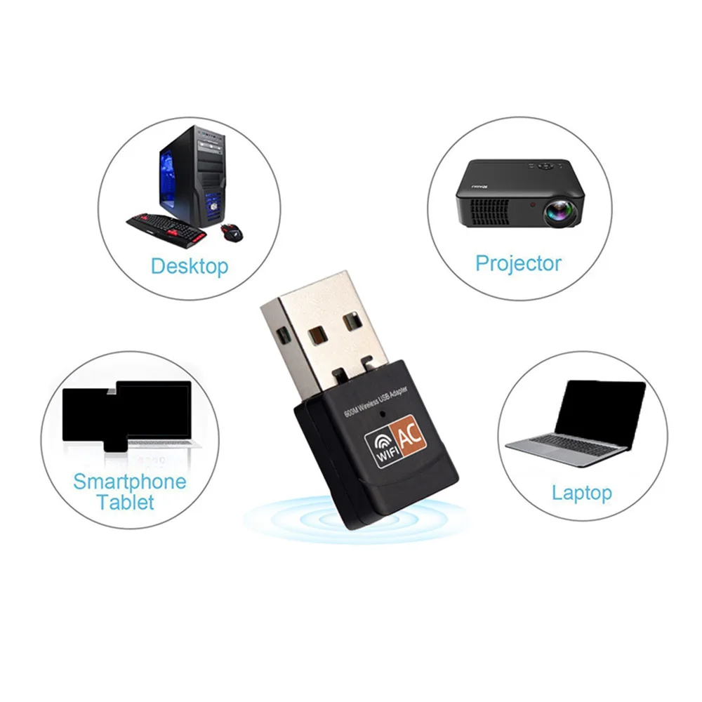 Беспроводной USB Wi Fi адаптер 600 Мбит/с 2 4 ГГц|Компьютерные кабели и разъемы| |