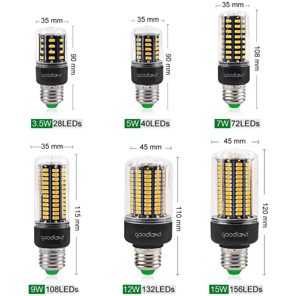 E27 Светодиодный светильник E14 SMD5736 светодиодный светильник переменного тока 110 В 220 В светодиодный светильник-кукуруза 3,5 Вт 5 Вт 7 Вт 9 Вт 12 Вт 15 Вт 20 Вт без мерцания для гостиной ампулы