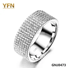 Accesorios de Moda Llena de 7-row YFN CZ Anillos de Bodas Anel Feminino 2015 NUEVO 925 Joyería de Plata Esterlina Anillos Para Las Mujeres GNJ0473