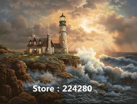 Needlework,for embroidery,DIY 14CT Unprinted Cross stitch kits Seaside Lighthouse scenery Cross Stitching home decor crafts|cross stitch kits|stitching kit cross stitchcross stitch needlework - AliExpress