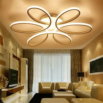 

New Creative Led Chandeliers Lustres For Living Room Kitchen Circle Flower Acrylic Ceiling Chandelier Lamp Plafon Ceiling Deco