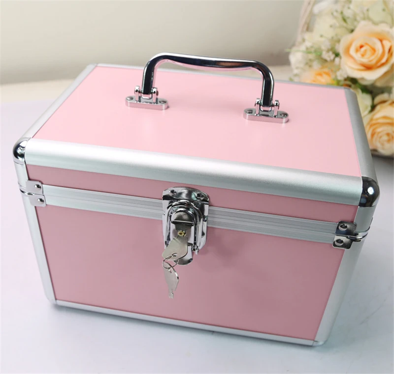Профессиональный алюминиевый сплав Make up коробка с крупными розовыми макияж Чехол Красота чехол косметичка несколькими ярусами запираемый ювелирных изделий