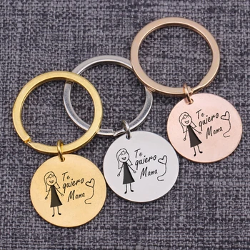 

Bag charms 2019 Te Quiero Mama Mother`s Day Present Jewelry Hand Stamped Words Pendant Birthday Gift For Mom Accessories Keytag