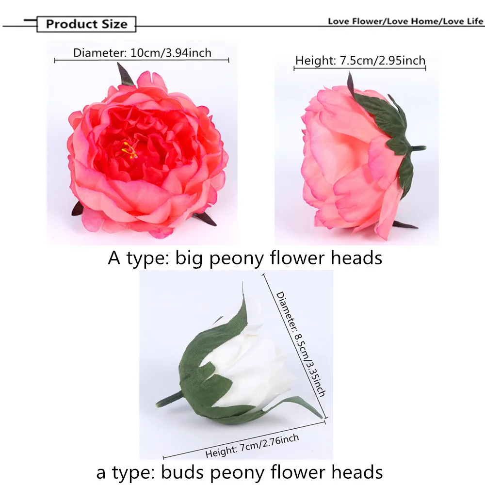 DIY Искусственные Цветочные головки пионов Шелковый декоративный цветок DIY дорога светодиодный Свадебный букет отель фон Настенный декор 25 шт