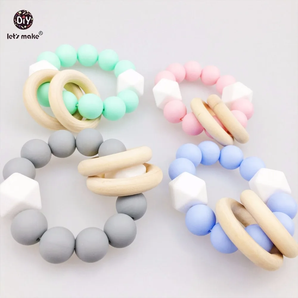Let's Make Baby Accessories 4pcs Silicone Teething Bracelet Chew Beads