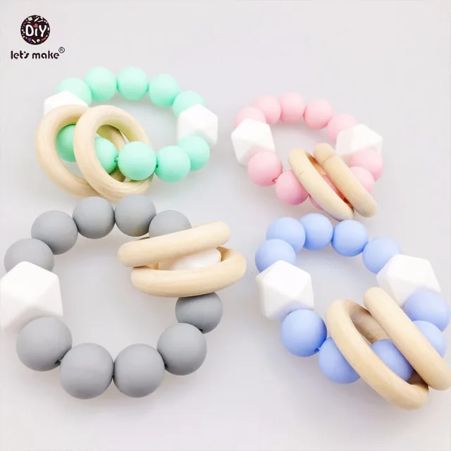 Let S Make Baby Accessories 4pcs Silicone Teething Bracelet Chew Let S Make Baby Accessories 4pcs Silicone Teething Bracelet Chew Beads Hex Toys Organic Rattle