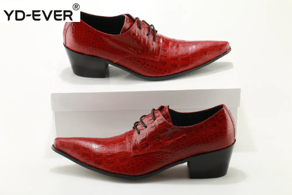 

Red Genuine Leather Men Dress Shoes Crocodile Print Lace Up Business Men Shoes Italian Low Heels Wedding Male Shoes Size 46