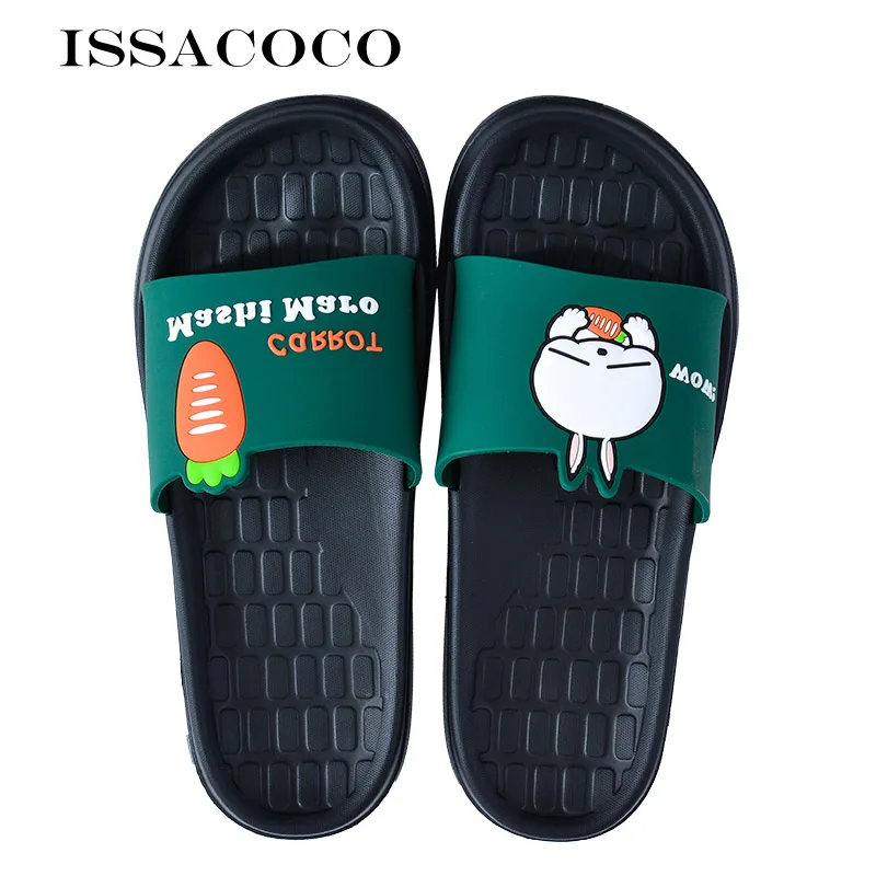 

ISSACOCO Home Slippers Women Slippers Summer Non-slip Bathroom Sandals Cartoon Rabbit Couple Slippers Pantuflas Terlik Chinelos