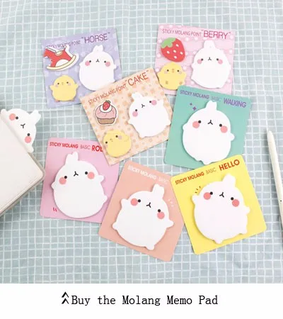 2 Kawaii Cute Molang Potato Rabbit Sticky Notes Memo Pad Sticker Stationery Papelaria Message Leave post it Student Kids Gift 4pcs