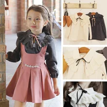 South Korea’s Autumn Girls Long Sleeved T-Shirt Bow Child Princess Blouses