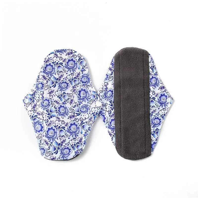 

2019 bamboo charcoal fleece inner cloth menstrual pads for regular flow, women reusable napkin pads 01