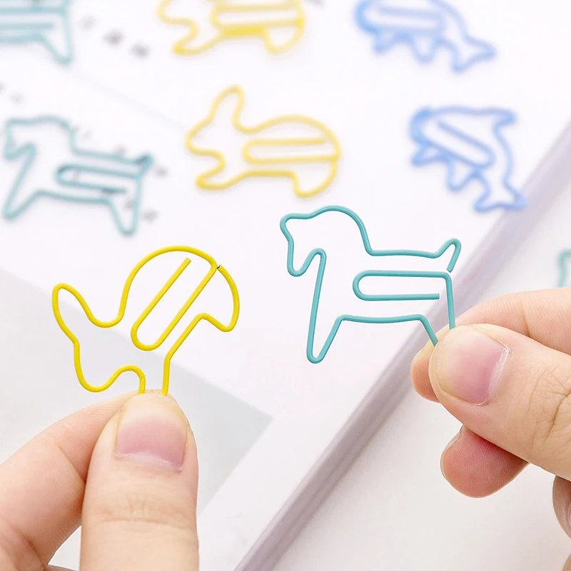 

12pcs/box Colorful 2*3cm Cartoon Animal Shape Metal Paper Clips File Notes Classified Clips Student Stationery School Supply