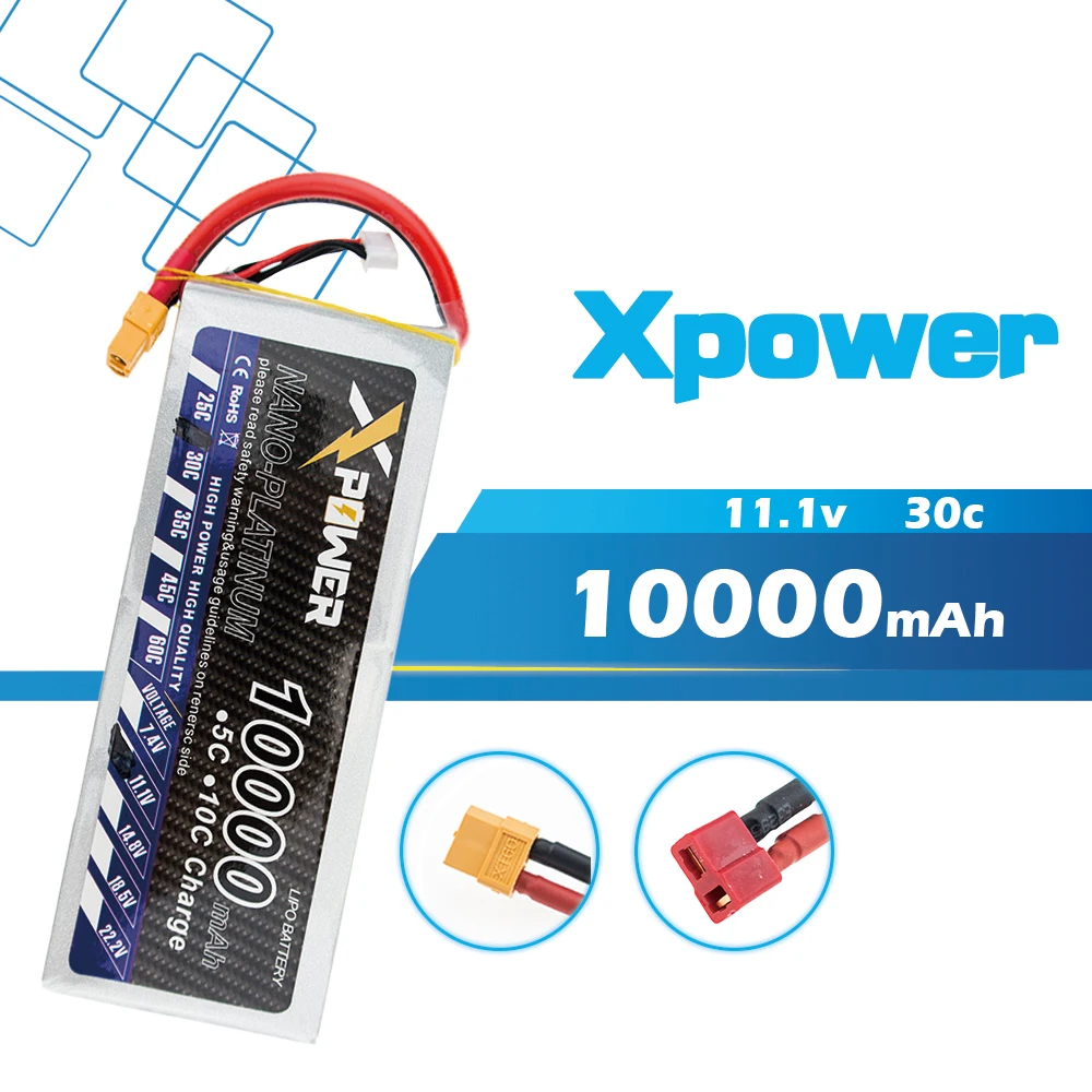 

11.1V 10000mAh 3s lipo battery 30C Xpower batteries XT60 / T plug for RC Helicopter Quadcopter drone part