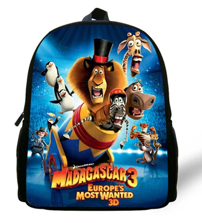 12-дюймовый детский мультяшный рюкзак для мальчиков Mochila Infantil сумка «Мадагаскар» Алекс принт «Пингвины» детский сад школьные ранцы мини - Цвет: Небесно-голубой