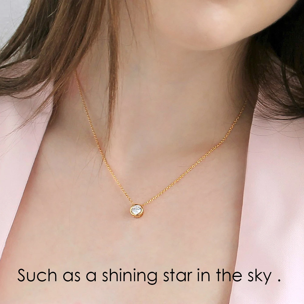 e-Manco Zircon 925 Sterling Silver Round Choker Necklace Geometry Luxury and Romantic Style Fine Jewelry for Women
