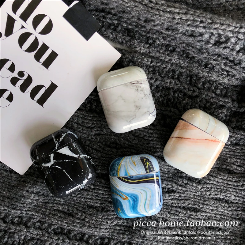 

Earphone Case For Airpods 2 Case Luxury Marble Hard Headphone Case Protective Cover Accessories for Apple Air pods Charging Box