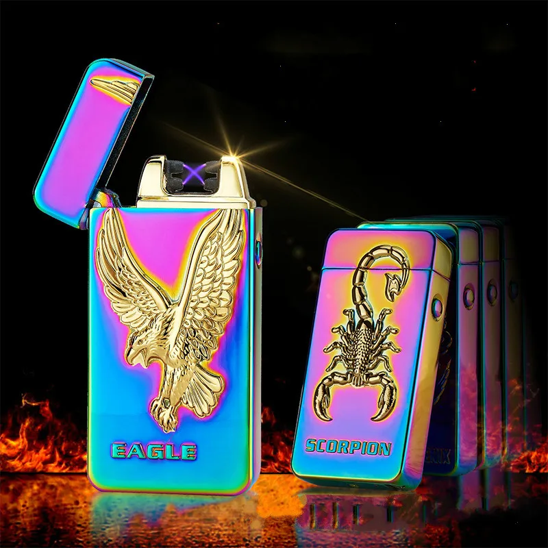 1pc High Quality USB Charging Electric Double Arc Plasma Lighter Eletronic Windproof Dragon Lighter