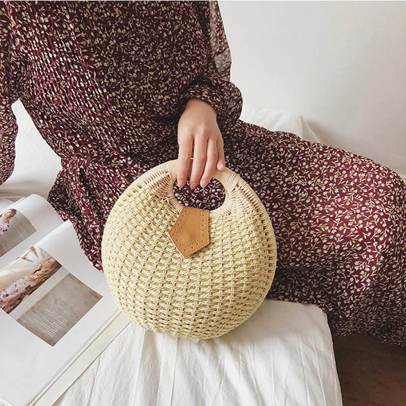 Women Bohemian Straw Bag Snail's Nest Female Summer Beach Bags Vintagge Rattan Handmade Lady Handbag Knitted Tote Bolsa SS3017 (16)