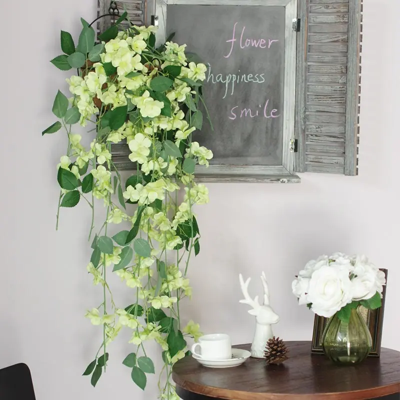 

15pcs of 14 head hydrangear rattails artificial rattan bean derlook wedding arch entranceway flower vine DIY decoration flower