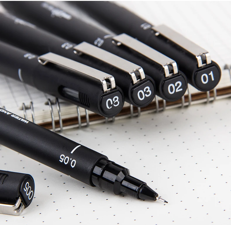 6 шт пигмент вкладыш маркеры различных наконечников 0,05 0,1 0,2 0,3 0,5 0,8 художественный Маркер ручки, черная ручка эскизов ручки канцелярских принадлежностей