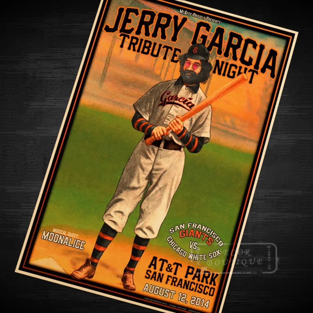 Jerry Garcia Tribute Night at AT&ampT Park Vintage Retro Canvas Frame Poster DIY Wall Home Bar Posters Decor Gift | Дом и сад