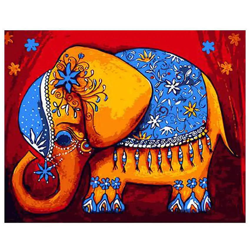 Diy картина по номерам, Мак, Раскраска по номерам, кофе краска по номерам - Цвет: elephant painting 10