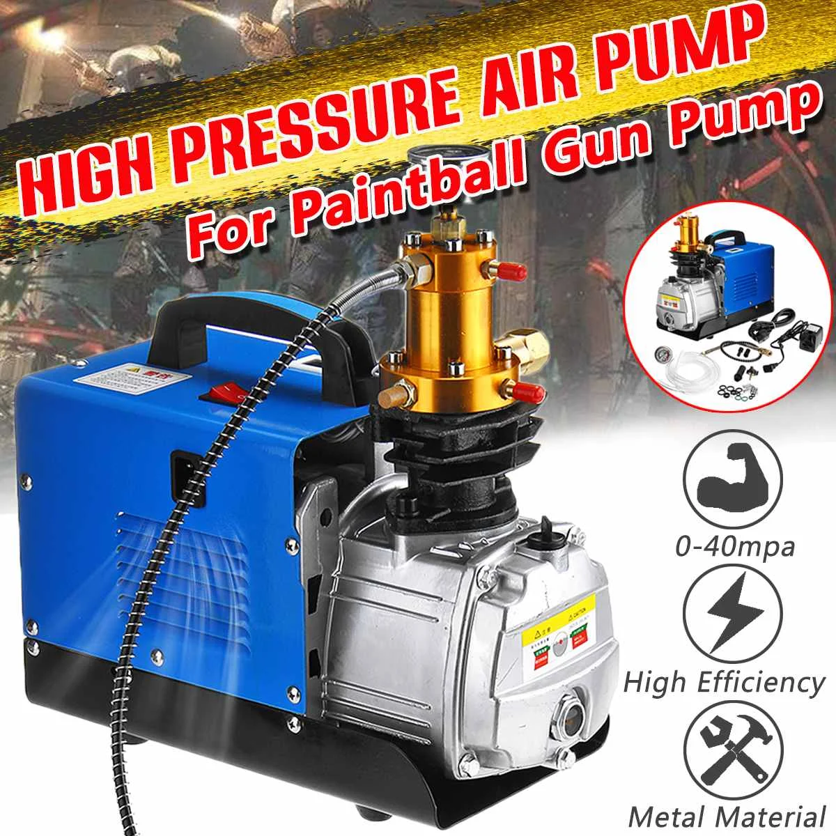 

Electric Air Compressor High Pressure Air Pump for Pneumatic Airgun Scuba Rifle PCP Pump Inflator 220V 40MPA