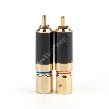 

Areyourshop 2PCS Copper 24K Gold Plated Rhodium Plated RCA Connector Audiophile Jack Plug Solder DIY