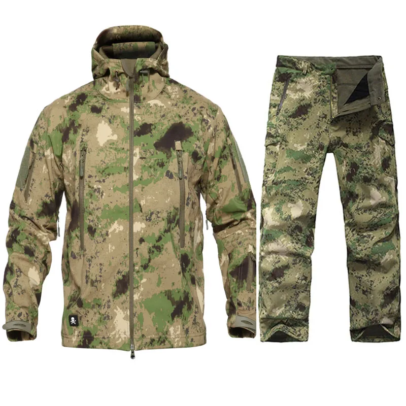 

Men Tactical Military Uniform Waterproof Windproof Army Combat Suit Men's Camouflage Military Combat Jacket + Pant Hunting Set