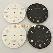 1 шт. 35,6 мм Corgeut белый/черный циферблат подходит для ETA 283 Miyota 8215 8205 821A механизм