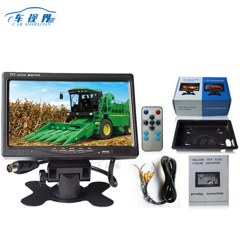 

4 Channel TFT Screen Car Monitor 7" Remote Control HD Car Monitor with quad spliter display 4 channel video For trunk Bus