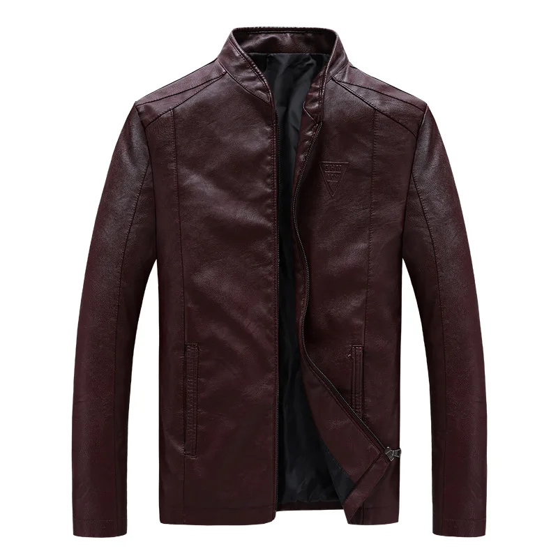 

TIEPUS plus size M~5XL,6XL,7XL,8XL New Leather Jacket Men's Solid Color Stand Collar Slim Casual Jacket Men's PU Leather Jacket