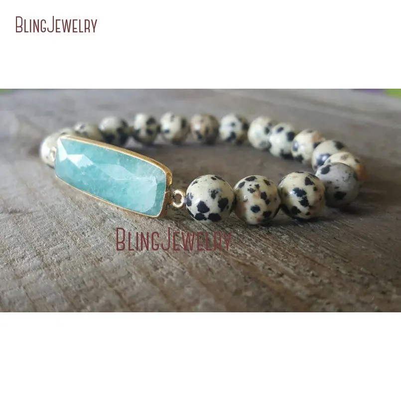 20181026-BM19027-Dalmatian Stone Bracelet Amazonite  Double Bail Pendant