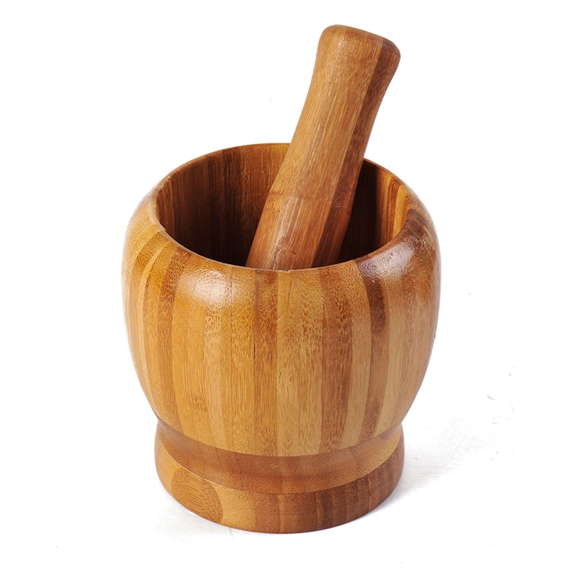 1Set Bamboo DIY Garlic Press Crusher Masher Herb Spice Grinder Chopper