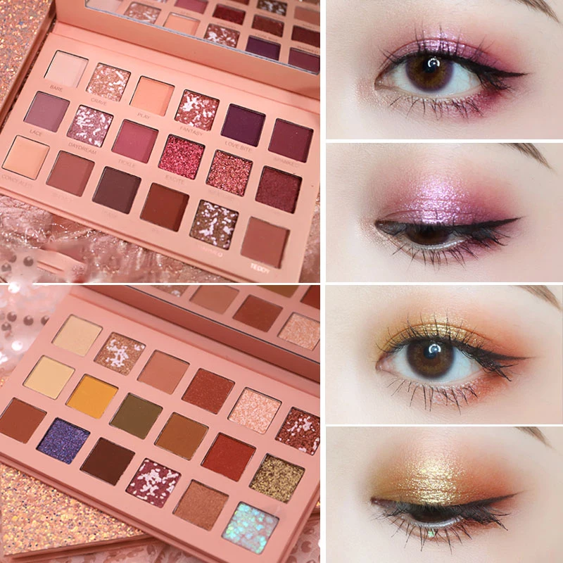 

Professional Glitter Eyeshadow Make Up Palette Matte Eye Shadow Palette Waterproof Shimmer Powder 18 Color Beauty Eyeshadow Set