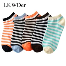 LKWDer/5 пар; Лидер продаж; женские носки; удобные летние тонкие хлопковые носки в полоску; короткие носки; женские носки; Calcetines Mujer
