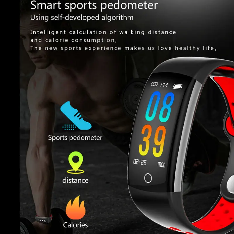 2018 Q6 Fitness Tracker Smart Bracelet HR Fitness Bracelet Sleep Tracker Waterproof IP68 Activity Tracker for Android IOS