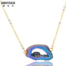 

1Piece New Design Natural Druzy Pendant Raw Geode Necklace Handmade Women Necklace Unique Bohemian Yoga Jewelry