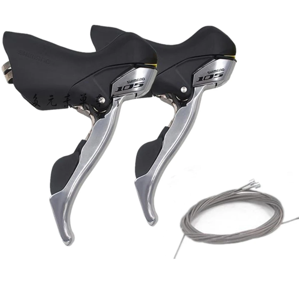 Shimano Road 105 STI ST-5700 Shifters 2 x 10 Speed Left / Right / Pair  Shifter with Original Cables Silver Color