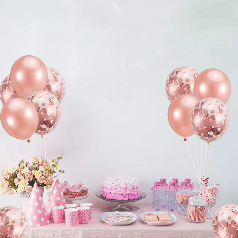 Low Price 20pcs Rose Gold Mixed Confetti Balloons Wedding