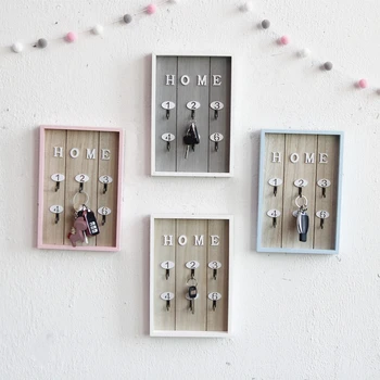 

Home Wall Decor Handmade Wooden key Hook Cargo Storage Box Multi-purpose Wall Coat Keys Bags Clothes Hanging Hook Storage Holder